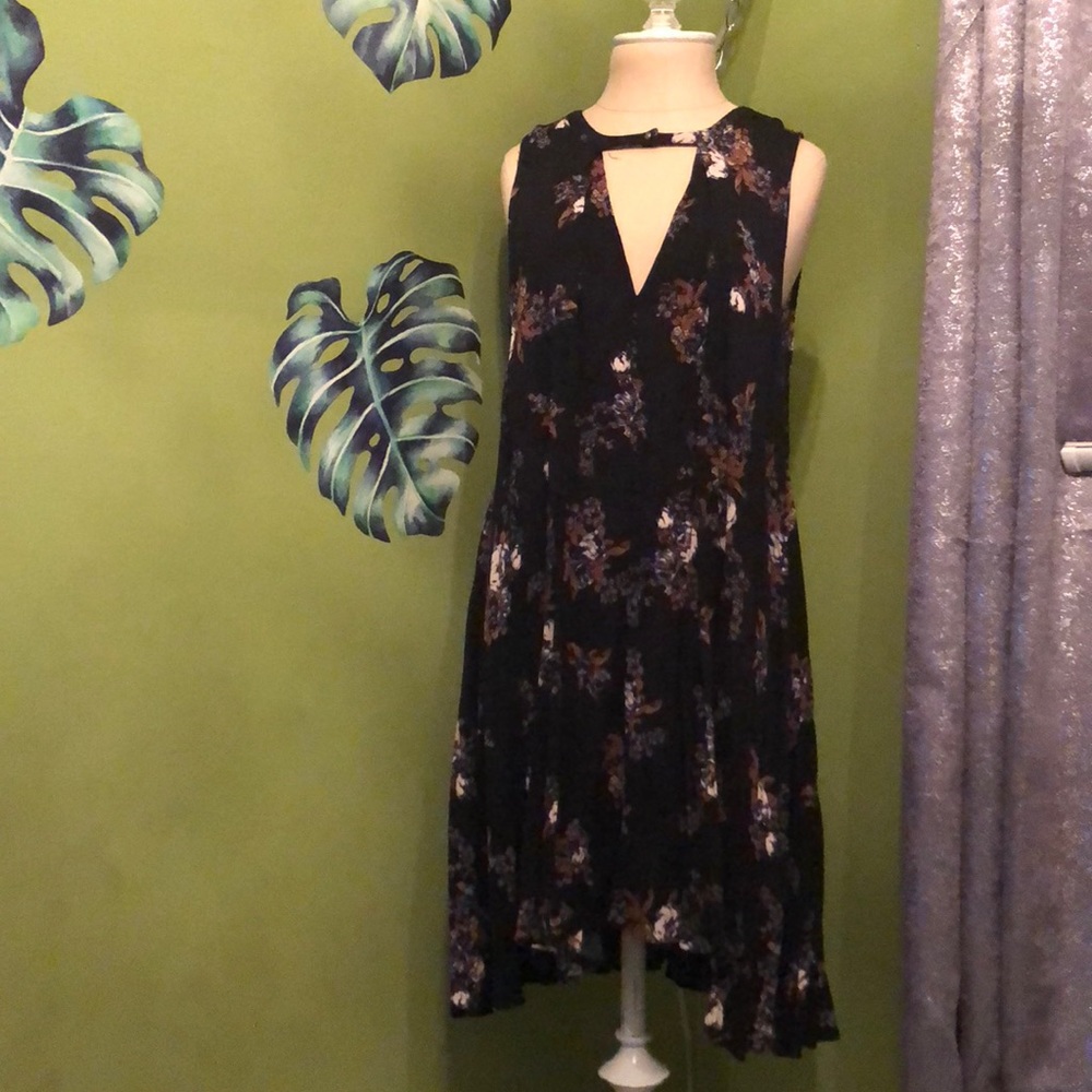 Free People Floral Black Tunic
